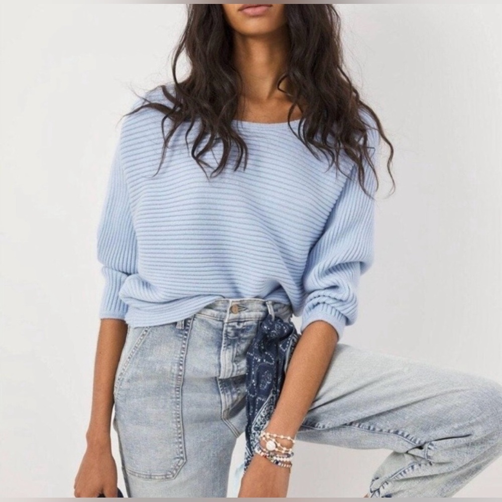 Anthropologie Kendall Cropped Ribbed Knit Boat Neck Sweater